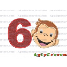 Curious George Applique 02 Embroidery Design Birthday Number 6
