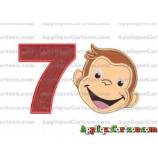 Curious George Applique 02 Embroidery Design Birthday Number 7