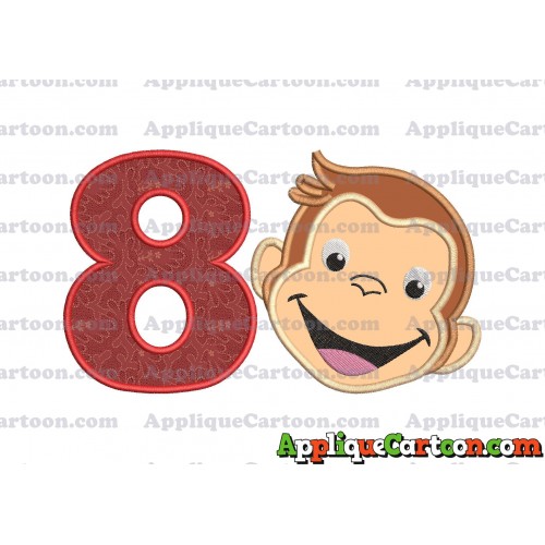Curious George Applique 02 Embroidery Design Birthday Number 8