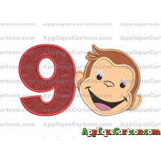 Curious George Applique 02 Embroidery Design Birthday Number 9