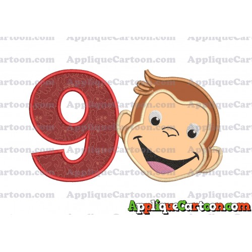Curious George Applique 02 Embroidery Design Birthday Number 9