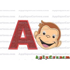 Curious George Applique 02 Embroidery Design With Alphabet A