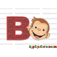 Curious George Applique 02 Embroidery Design With Alphabet B