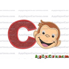 Curious George Applique 02 Embroidery Design With Alphabet C