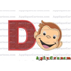 Curious George Applique 02 Embroidery Design With Alphabet D
