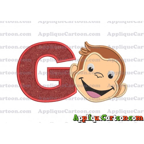 Curious George Applique 02 Embroidery Design With Alphabet G