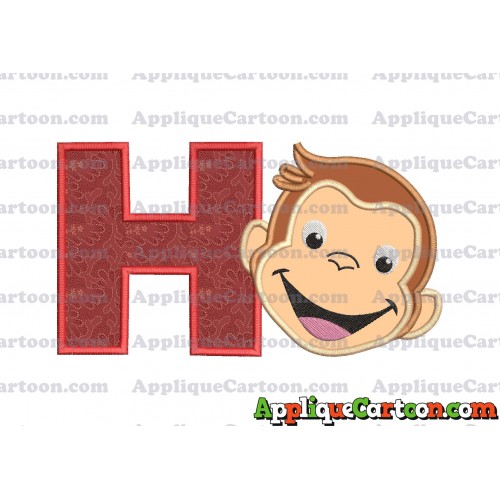 Curious George Applique 02 Embroidery Design With Alphabet H