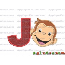 Curious George Applique 02 Embroidery Design With Alphabet J