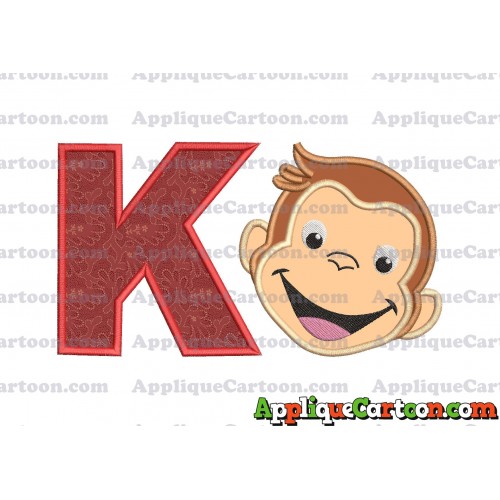 Curious George Applique 02 Embroidery Design With Alphabet K