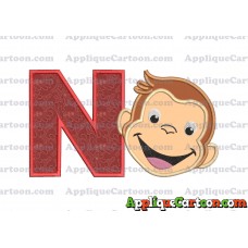 Curious George Applique 02 Embroidery Design With Alphabet N