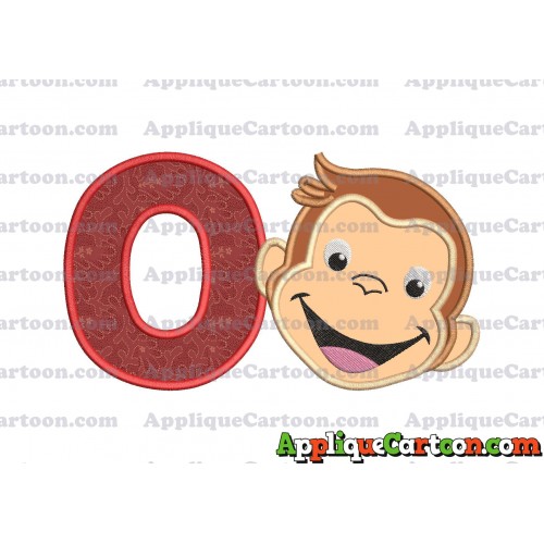 Curious George Applique 02 Embroidery Design With Alphabet O