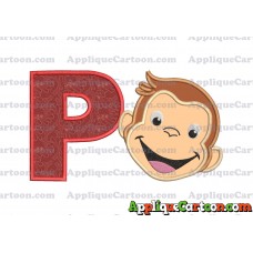 Curious George Applique 02 Embroidery Design With Alphabet P