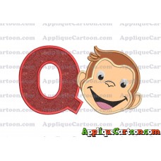 Curious George Applique 02 Embroidery Design With Alphabet Q