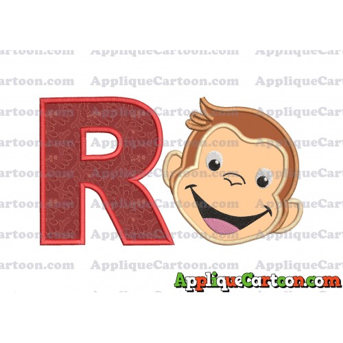Curious George Applique 02 Embroidery Design With Alphabet R
