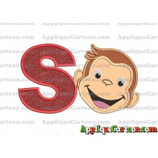 Curious George Applique 02 Embroidery Design With Alphabet S