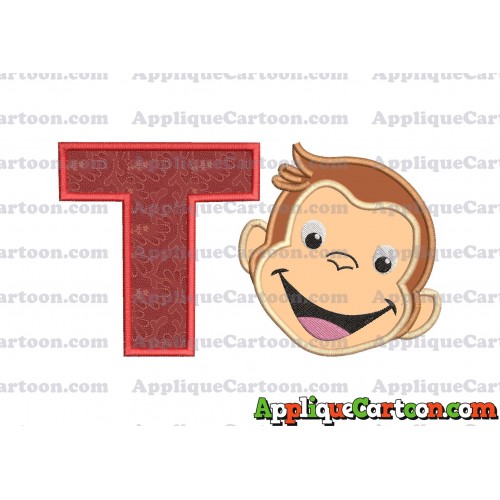 Curious George Applique 02 Embroidery Design With Alphabet T