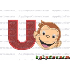 Curious George Applique 02 Embroidery Design With Alphabet U