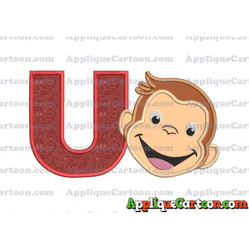 Curious George Applique 02 Embroidery Design With Alphabet U