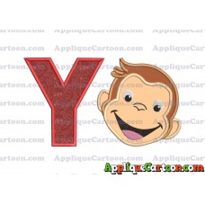 Curious George Applique 02 Embroidery Design With Alphabet Y