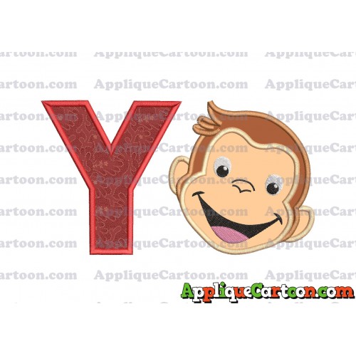 Curious George Applique 02 Embroidery Design With Alphabet Y