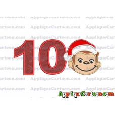 Curious George Applique 03 Embroidery Design Birthday Number 10