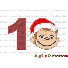 Curious George Applique 03 Embroidery Design Birthday Number 1
