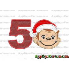 Curious George Applique 03 Embroidery Design Birthday Number 5