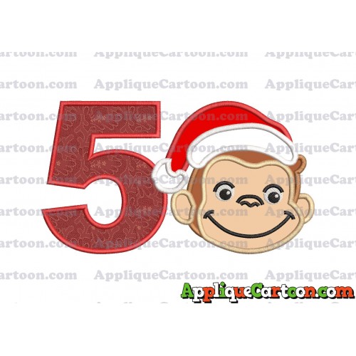 Curious George Applique 03 Embroidery Design Birthday Number 5