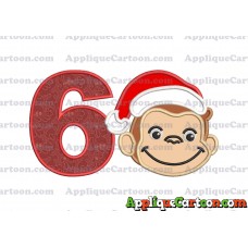 Curious George Applique 03 Embroidery Design Birthday Number 6