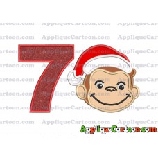 Curious George Applique 03 Embroidery Design Birthday Number 7