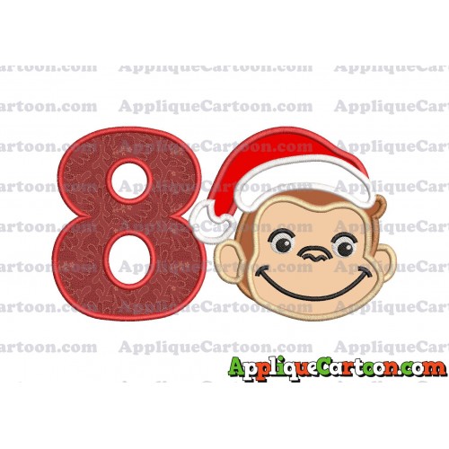 Curious George Applique 03 Embroidery Design Birthday Number 8