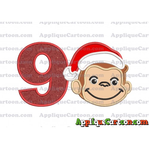 Curious George Applique 03 Embroidery Design Birthday Number 9