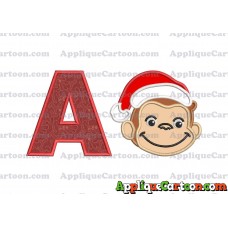 Curious George Applique 03 Embroidery Design With Alphabet A