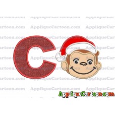 Curious George Applique 03 Embroidery Design With Alphabet C