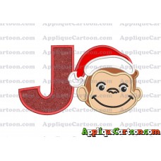 Curious George Applique 03 Embroidery Design With Alphabet J