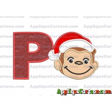 Curious George Applique 03 Embroidery Design With Alphabet P