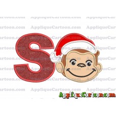 Curious George Applique 03 Embroidery Design With Alphabet S