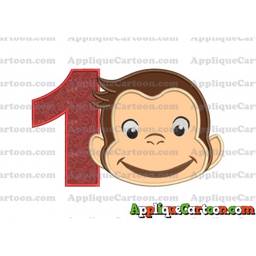 Curious George Full Head Applique Embroidery Design Birthday Number 1