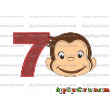 Curious George Full Head Applique Embroidery Design Birthday Number 7