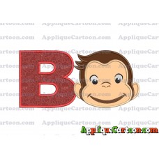 Curious George Full Head Applique Embroidery Design With Alphabet B