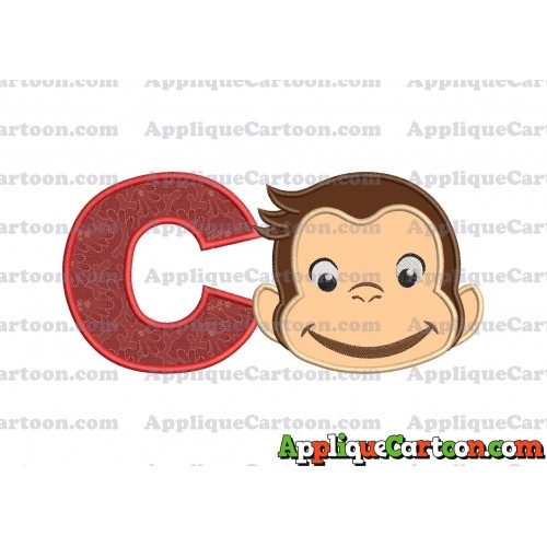 Curious George Full Head Applique Embroidery Design With Alphabet C