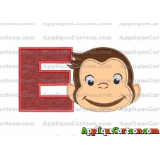 Curious George Full Head Applique Embroidery Design With Alphabet E