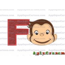 Curious George Full Head Applique Embroidery Design With Alphabet F