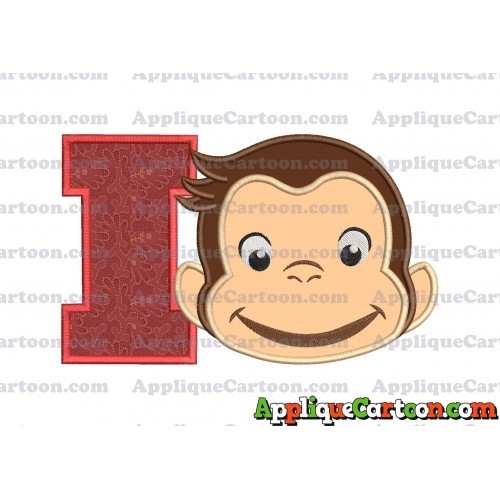Curious George Full Head Applique Embroidery Design With Alphabet I