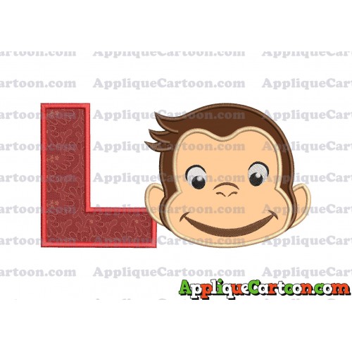 Curious George Full Head Applique Embroidery Design With Alphabet L