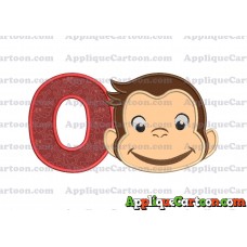 Curious George Full Head Applique Embroidery Design With Alphabet O