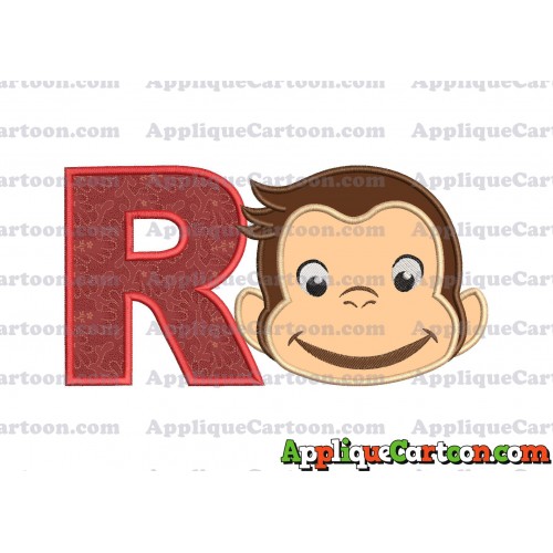 Curious George Full Head Applique Embroidery Design With Alphabet R