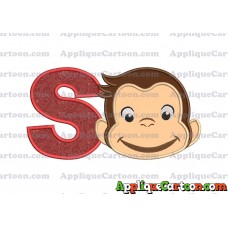 Curious George Full Head Applique Embroidery Design With Alphabet S