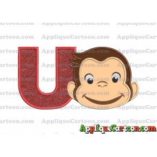 Curious George Full Head Applique Embroidery Design With Alphabet U