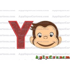 Curious George Full Head Applique Embroidery Design With Alphabet Y